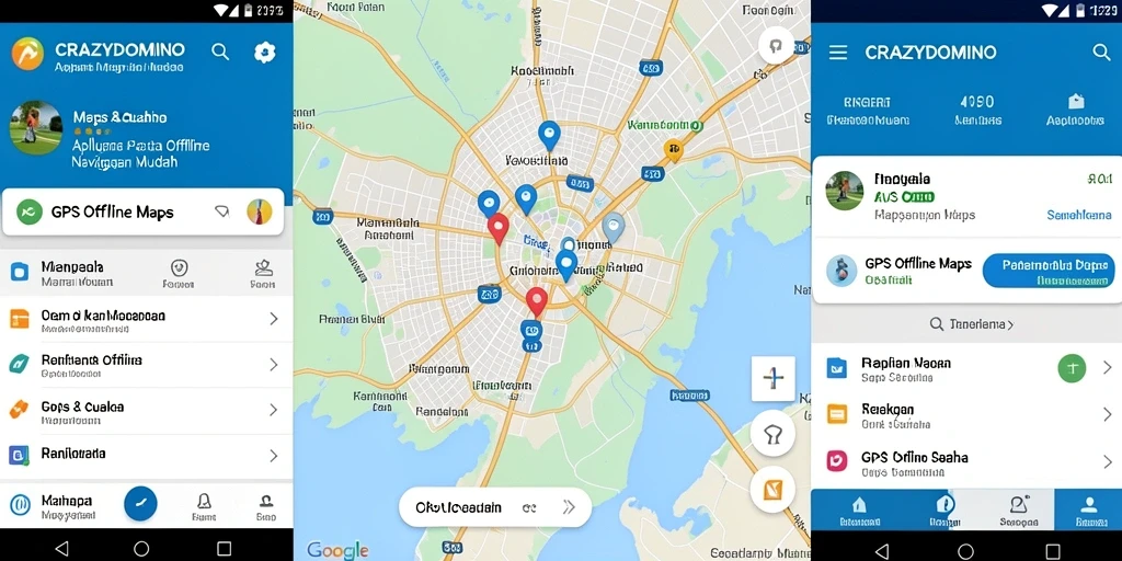 Tampilan antarmuka <strong>CRAZYDOMINO</strong> yang intuitif dan fungsional untuk GPS Offline Maps.