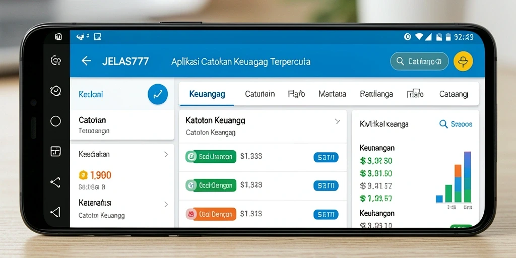 Tampilan antarmuka aplikasi JELAS777 untuk Catatan Keuangan yang mudah digunakan.