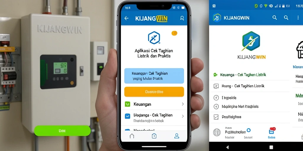 Antarmuka aplikasi KIJANGWIN menunjukkan fitur cek tagihan listrik yang mudah digunakan.