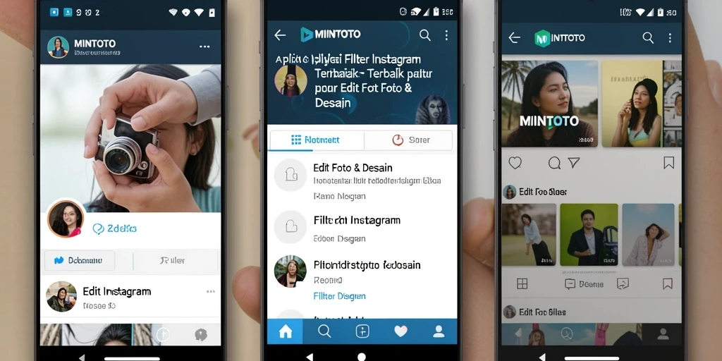 Antarmuka MINTOTO dengan berbagai pilihan filter Instagram.