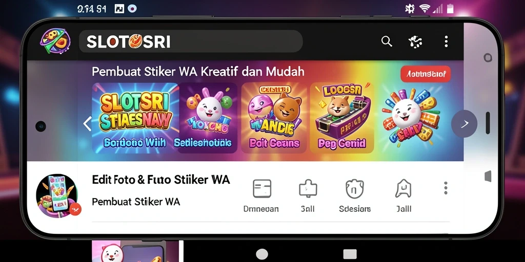 Tampilan antarmuka SLOTSRI dengan fitur Pembuat Stiker WA.