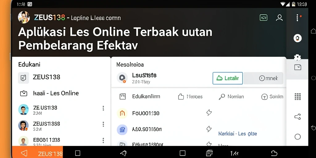 Antarmuka pengguna yang menarik dari aplikasi ZEUS138 untuk Les Online.