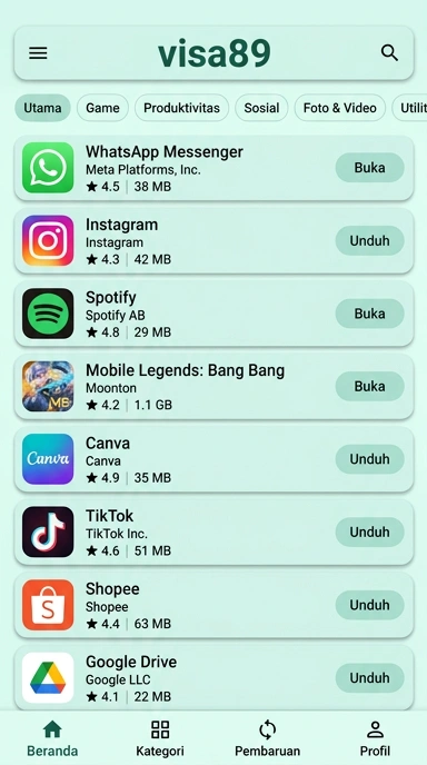 Temukan Aplikasi Populer di visa89 — Pusat Unduhan Anda
